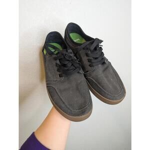 Sanuk Men's Lace Up Sneakers Charcoal Black Canvas Sidewalk Surfers Mens 8